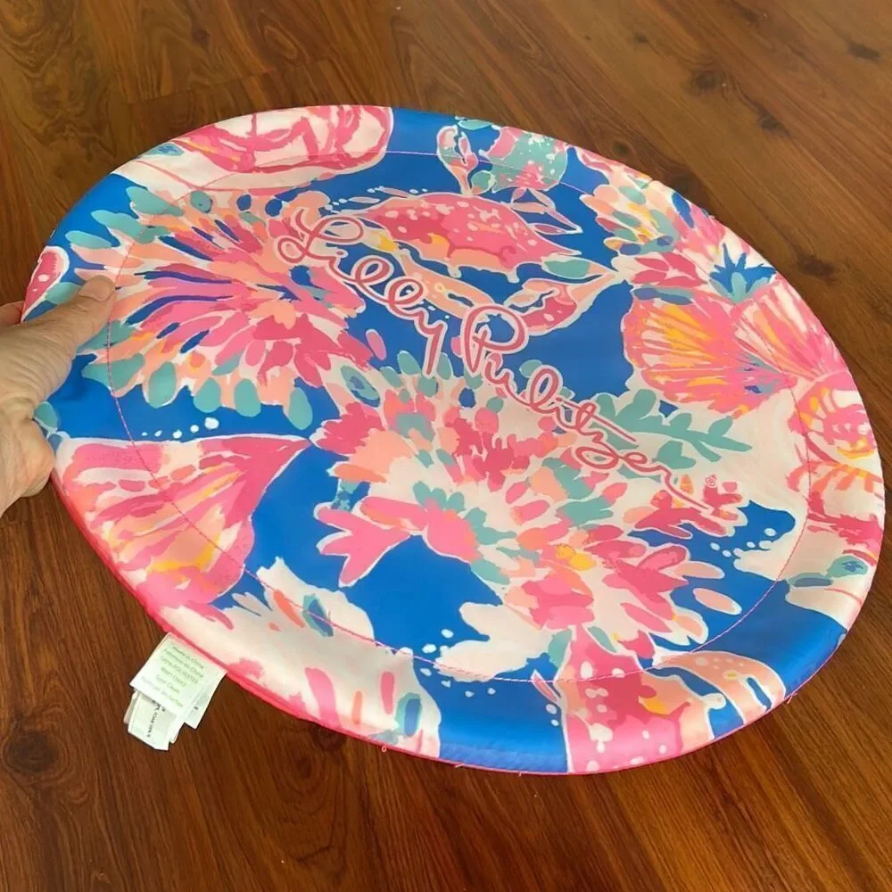 Lilly Pulitzer pink and blue large flying disc frisbee beach toys